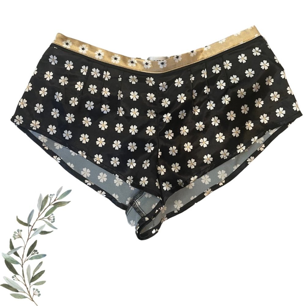 Urban Outfitters Out From Under Black Silky Floral Lounge Shorts Size XS